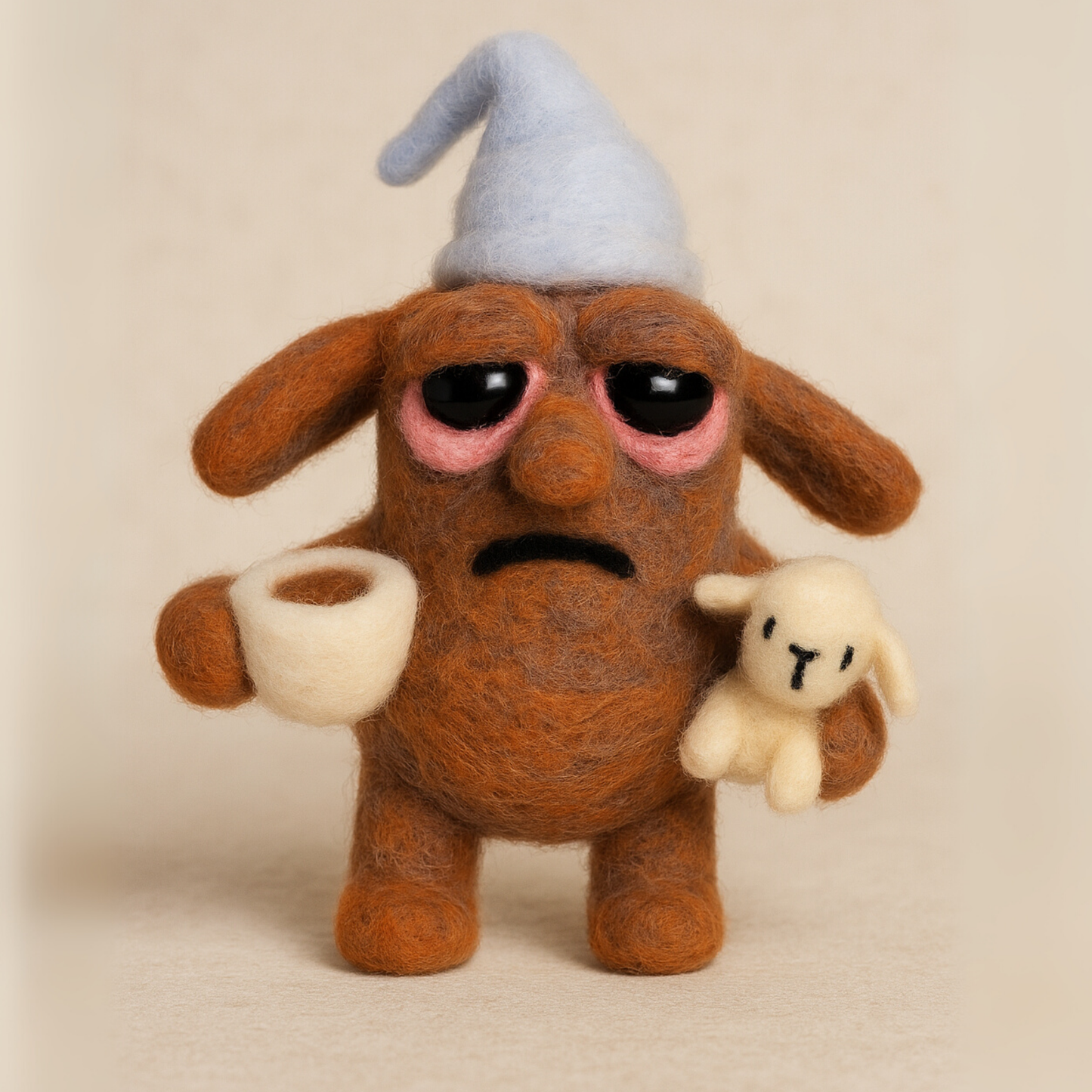 Merlin Müde - Filzfigur aus Wolle (Handmade)