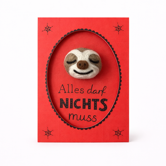 Lumi-Postkarte 'Alles Darf Nichts Muss' mit Filzfigur