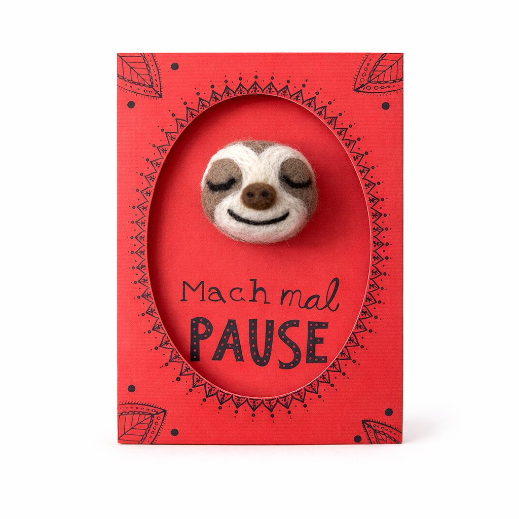 Lumi-Postkarte 'Mach mal Pause' mit Filzfigur