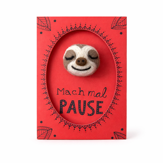 Lumi-Postkarte 'Mach mal Pause' mit Filzfigur