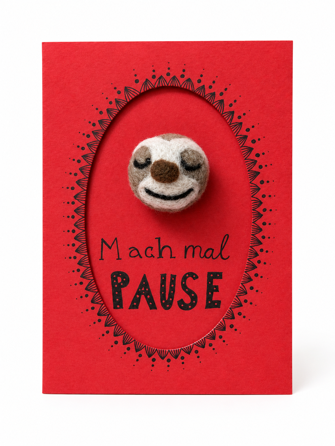 Lumi Karte 'Mach mal Pause' mit Filz-Faultier