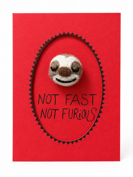 Lumi Karte 'Not Fast Not Furious' mit Filz-Faultier