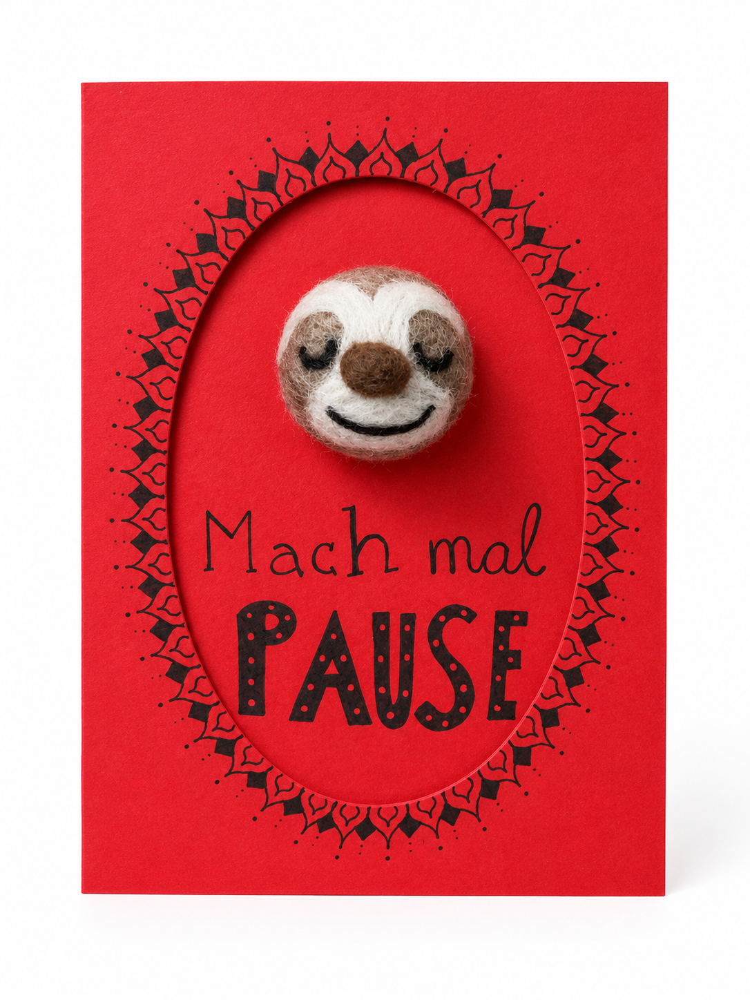 Lumi Karte 'Mach mal Pause' mit Filz-Faultier